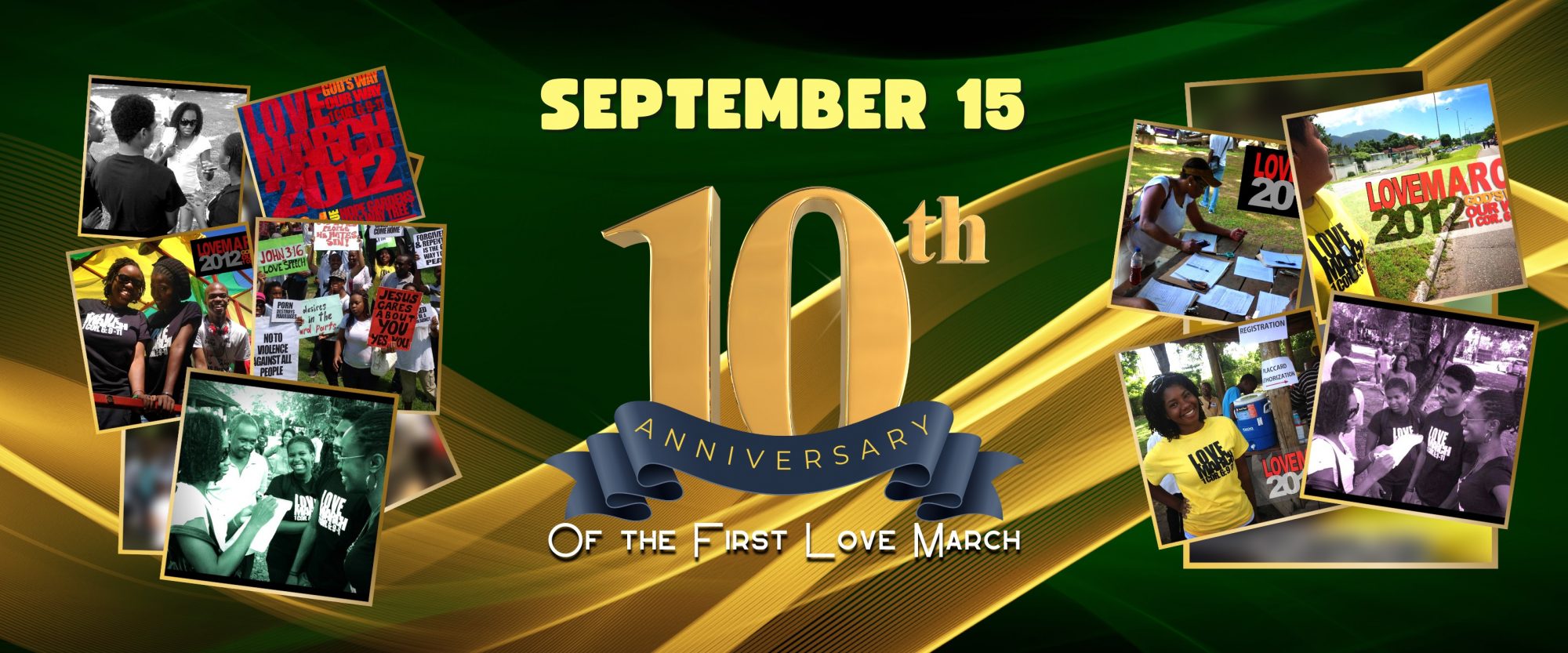10th Anniversary of the First Love March — September 15 commemorative graphic featuring photos from Love March 2012.